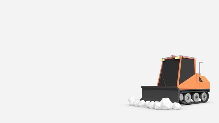 PSD rendering 3d di spazzaneve con sfondo di neve