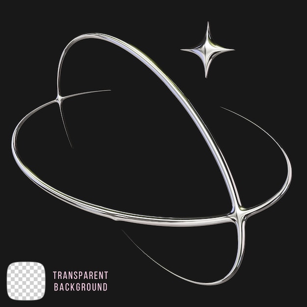 Rendering 3D di stelle PSD chrome y2k su sfondo trasparente