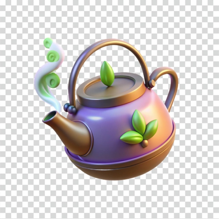 PSD rendering 3d di un carino bollitore da tè