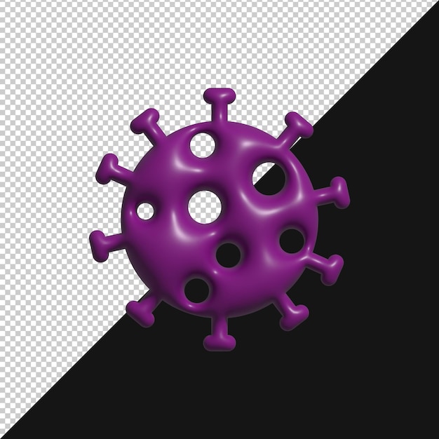 Rendering 3D di un coronavirus viola