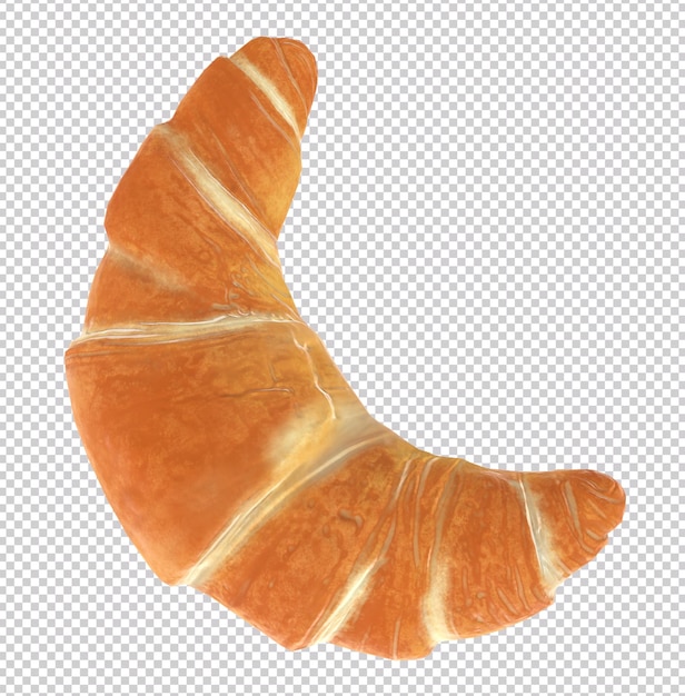Rendering 3d di un croissant a forma di falce di luna isolato su sfondo trasparente