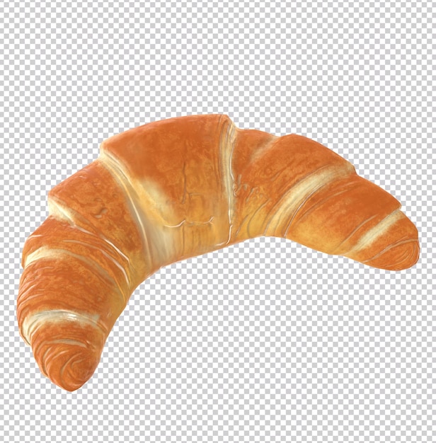 Rendering 3d di un croissant isolato su sfondo trasparente