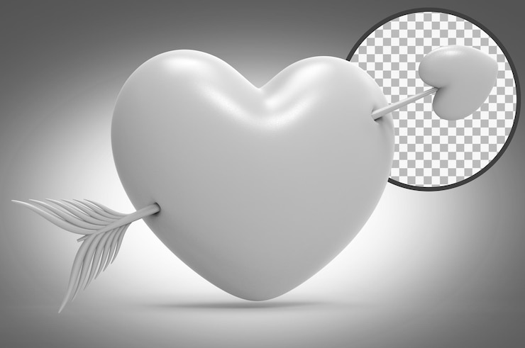 PSD rendering 3d di un cuore grigio