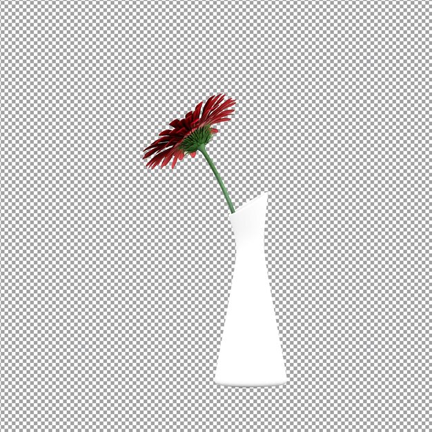 Rendering 3D di un fiore in un vaso