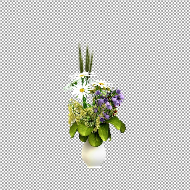 Rendering 3D di un fiore in un vaso