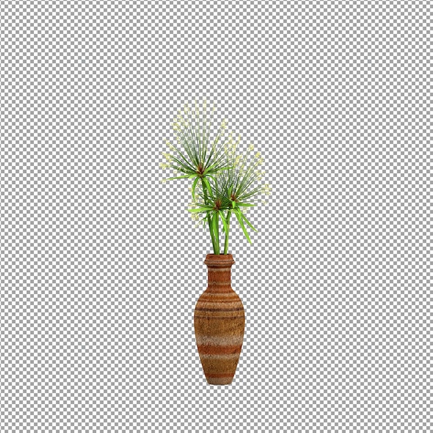 Rendering 3D di un fiore in un vaso