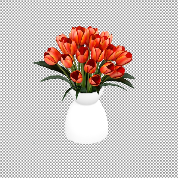 Rendering 3D di un fiore in un vaso