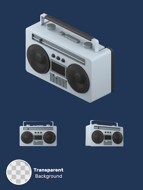 Rendering 3D di un'illustrazione di un registratore retro