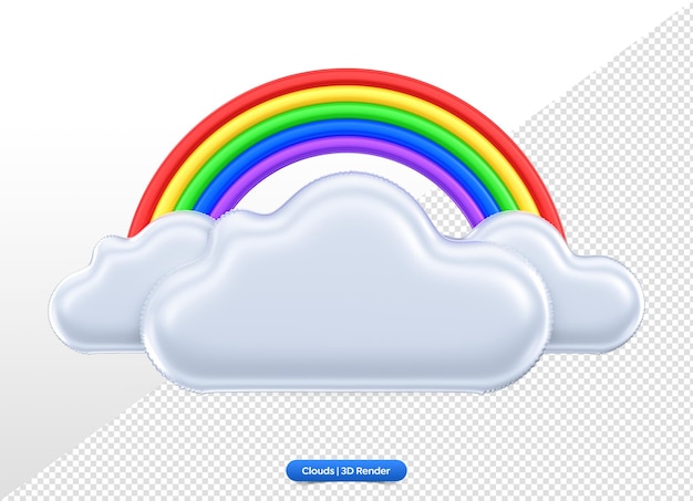 Rendering 3D di un palloncino nuvola realistico con arcobaleno