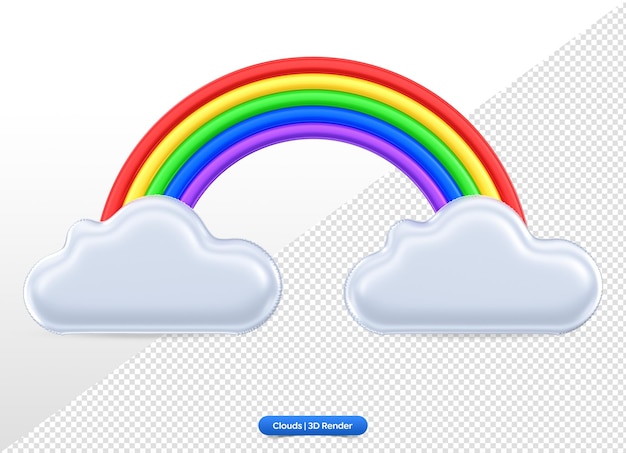 Rendering 3D di un palloncino nuvola realistico con arcobaleno