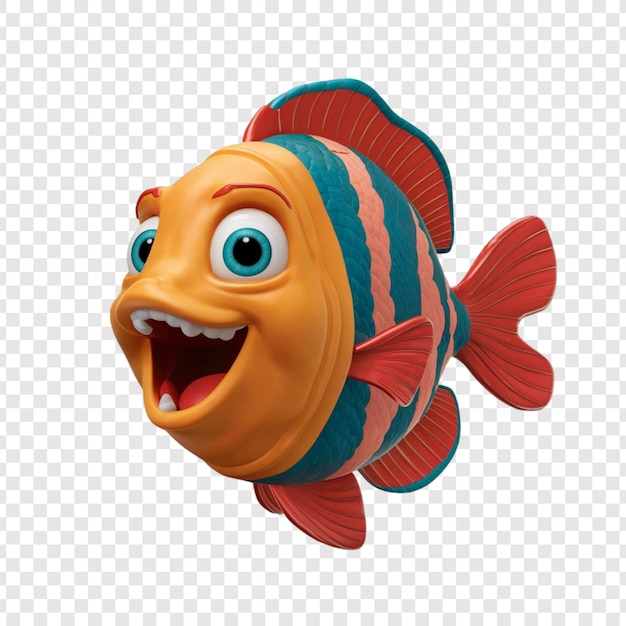 Rendering 3D di un pesce isolato su uno sfondo trasparente