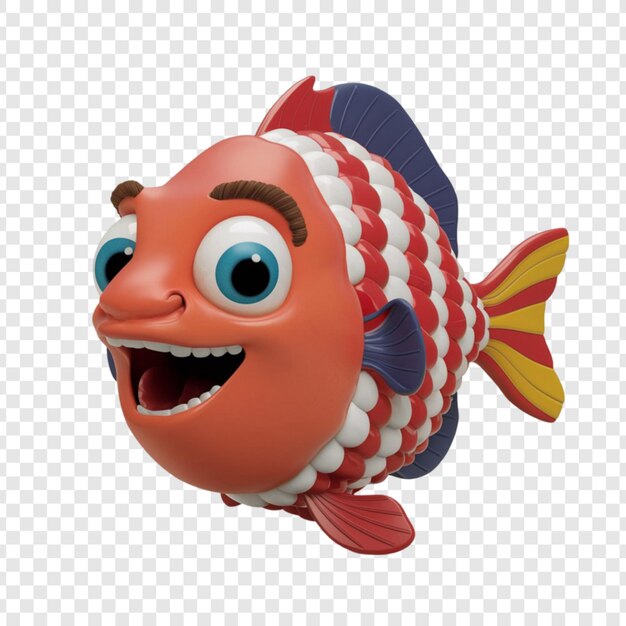 Rendering 3D di un pesce isolato su uno sfondo trasparente