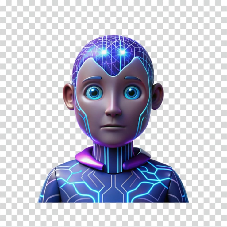 PSD rendering 3d di un ragazzo robot futuristico