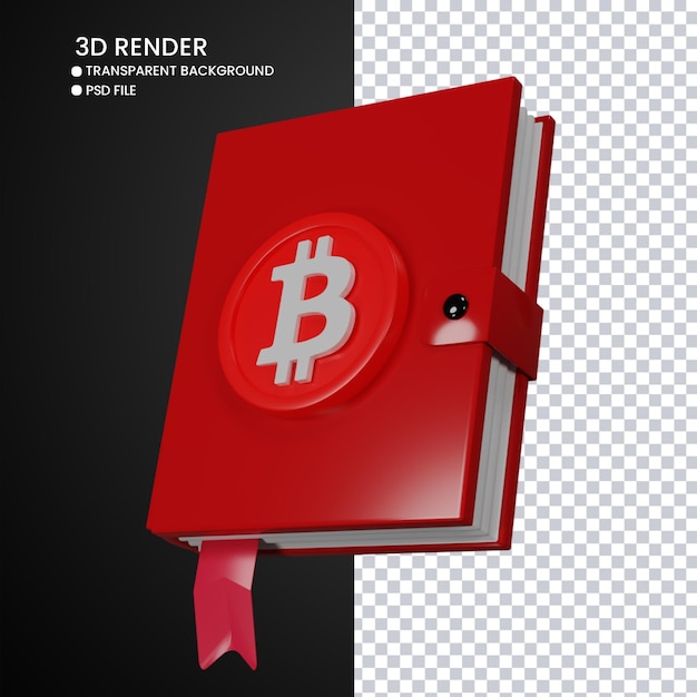 Rendering 3d di un simpatico libro bitcoin