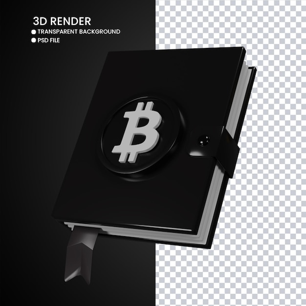Rendering 3d di un simpatico libro bitcoin