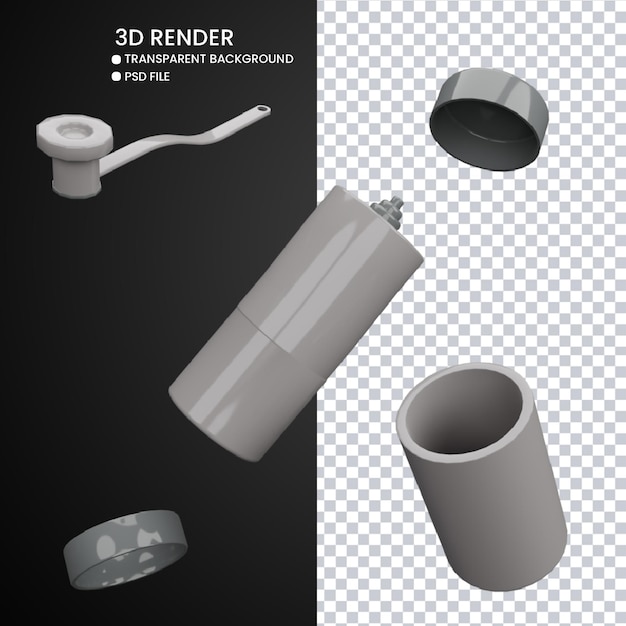 Rendering 3d di un simpatico macinino da caffè