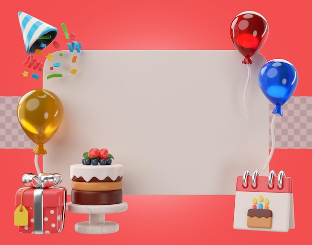 Rendering 3D di una bandiera di compleanno