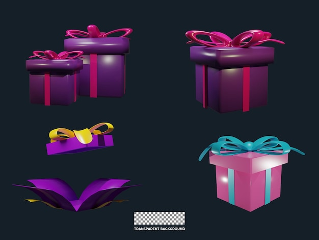 Rendering 3d di una confezione regalo a sorpresa per il mockup del creatore di scene