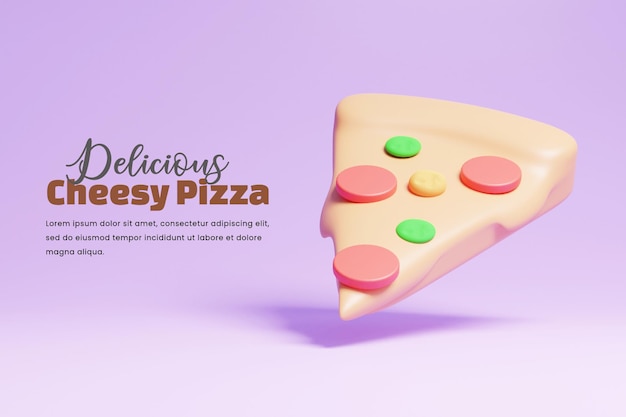 Rendering 3d di una deliziosa illustrazione della pizza o del modello 3d di una deliziosa pizza banner