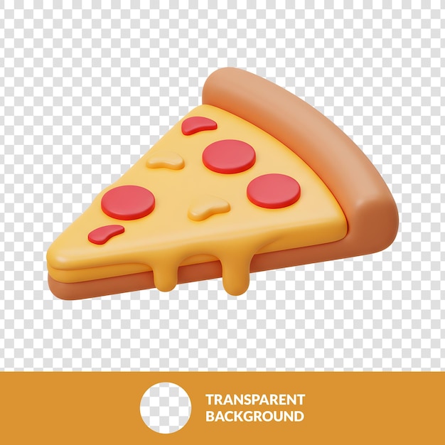 Rendering 3D di una fetta di pizza con pepperoni e formaggio