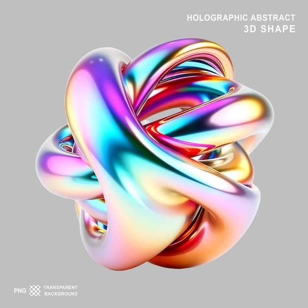 Rendering 3D di una forma contorta fluida astratta colorata su uno sfondo trasparente