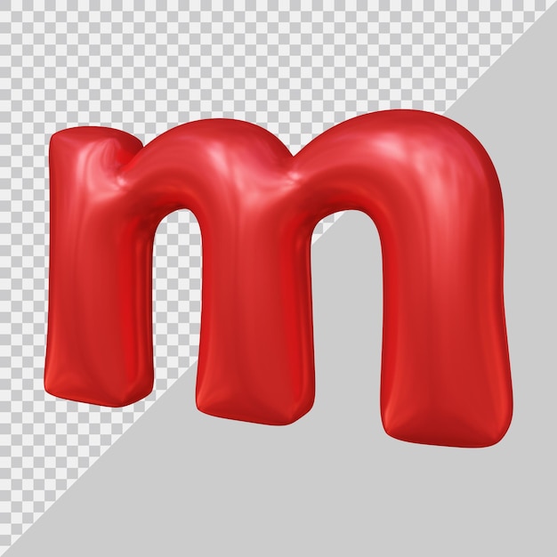 Rendering 3d di una piccola lettera m palloncino