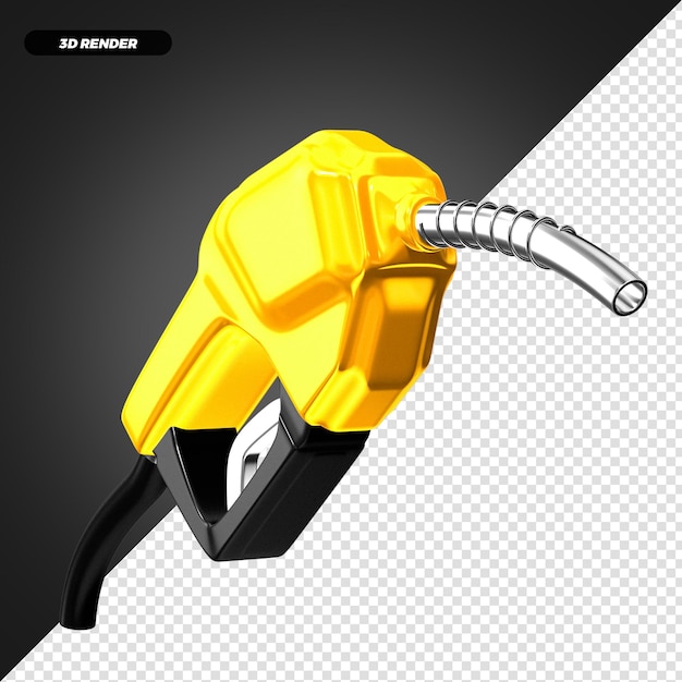 Rendering 3D di una pompa di benzina gialla realistica isolata