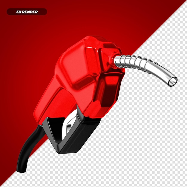 Rendering 3D di una pompa di benzina rossa realistica isolata