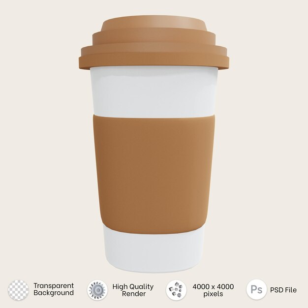 Rendering 3D di una tazza di caffè