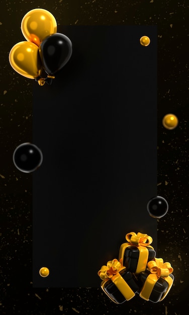 Rendering 3D di uno sfondo di compleanno elegante