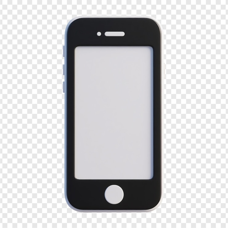 PSD rendering 3d di uno smartphone nero con schermo bianco vuoto