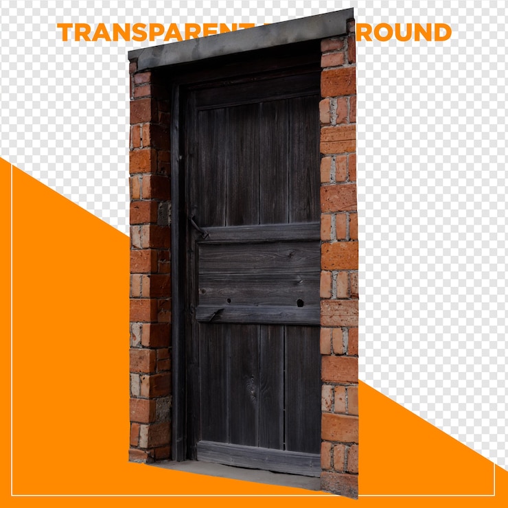 PSD rendering 3d di vecchie porte di legno con sfondo trasparente