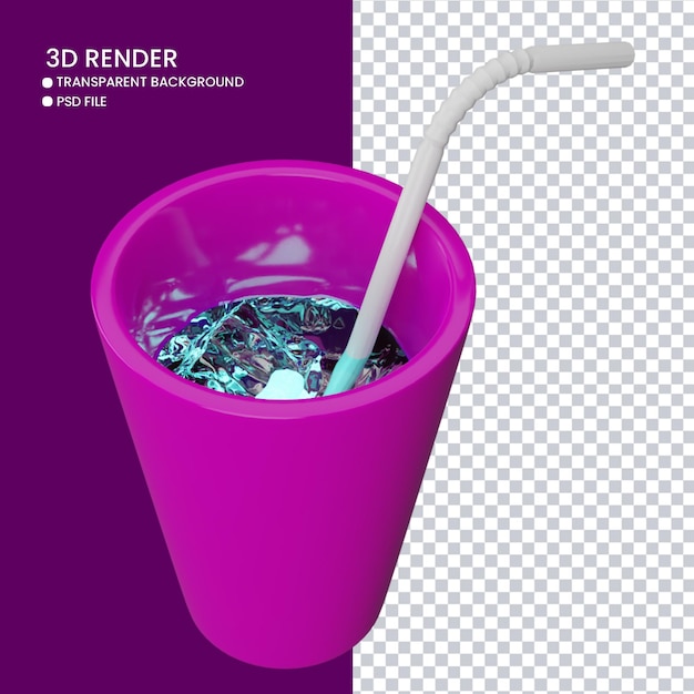 Rendering 3D di vetro con ghiaccio