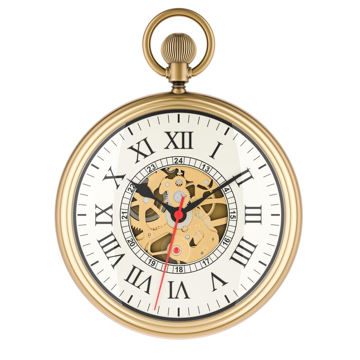 PSD rendering 3d di vintage golden pocket watch isolato su uno sfondo trasparente