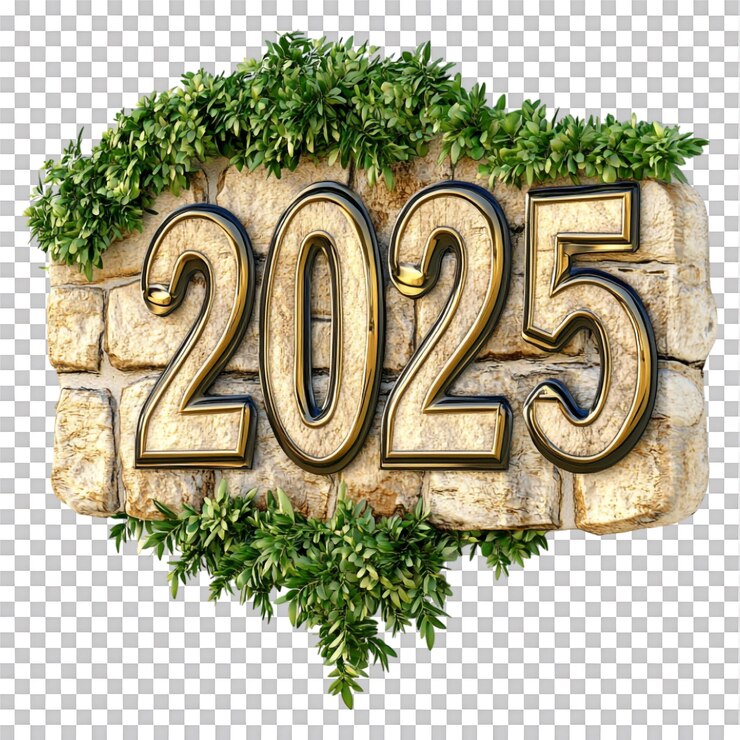 PSD rendering 3d diseño de texto para el año nuevo 2025 logo mezclado con estética moderna estilo pop art
