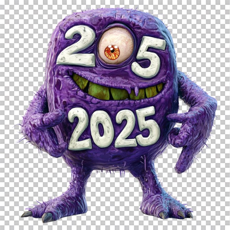 PSD rendering 3d diseño de texto para el año nuevo 2025 logo mezclado con estilo de cartón de estética moderna