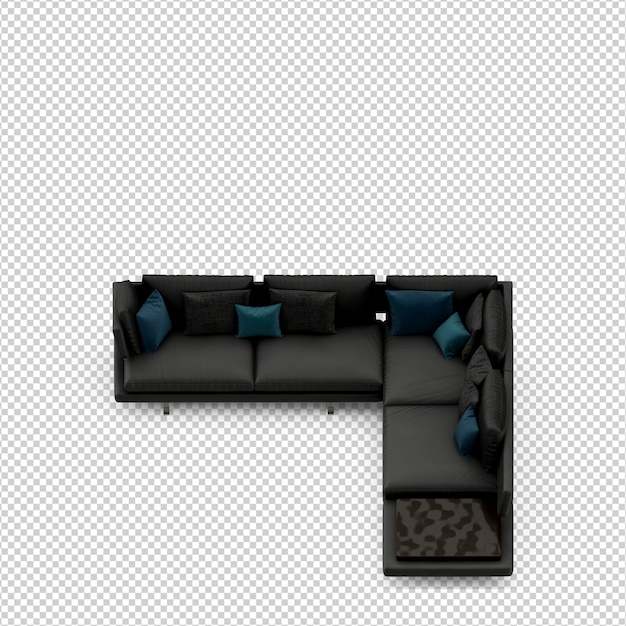 Rendering 3D divano isometrico