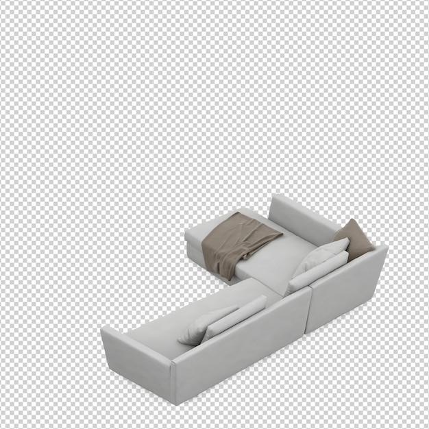 Rendering 3D divano isometrico