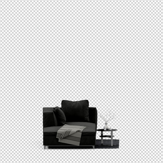 Rendering 3D divano isometrico
