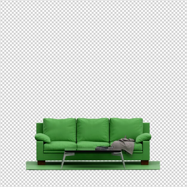 Rendering 3D divano isometrico