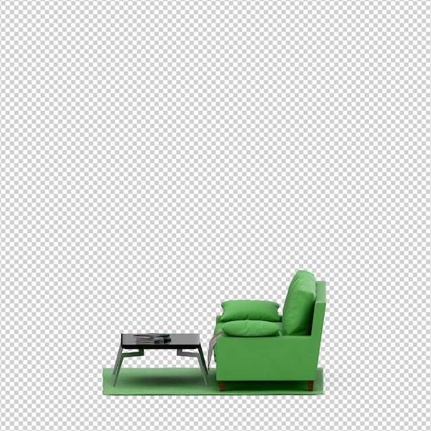 Rendering 3D divano isometrico