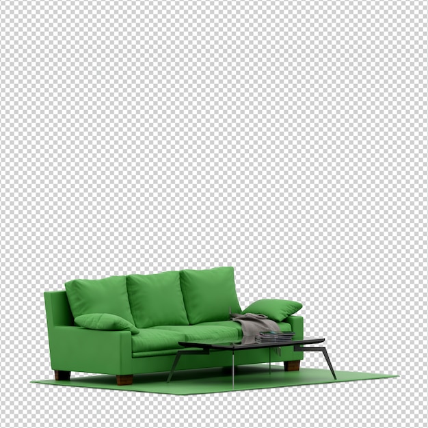 Rendering 3D divano isometrico
