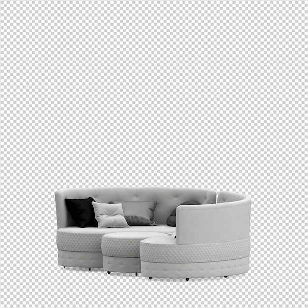 Rendering 3D divano isometrico