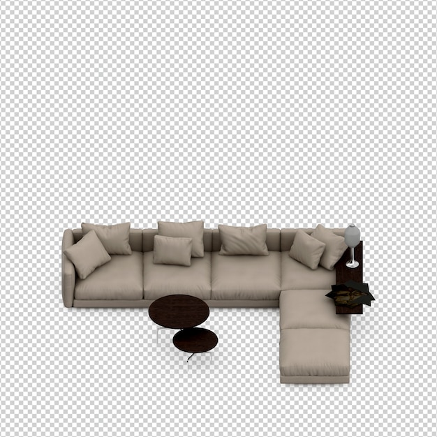 Rendering 3D divano isometrico