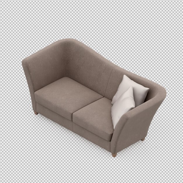 Rendering 3D divano isometrico