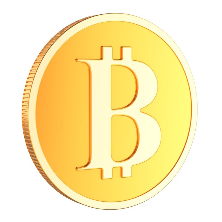 PSD rendering 3d dorado de bitcoin aislado en un fondo transparente
