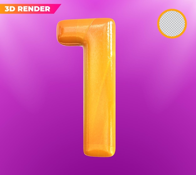 Rendering 3d dorato numero 1