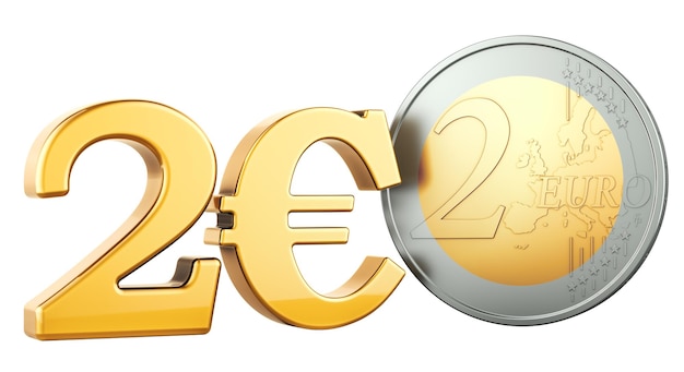 Rendering 3D de dos monedas de euro aisladas sobre un fondo transparente