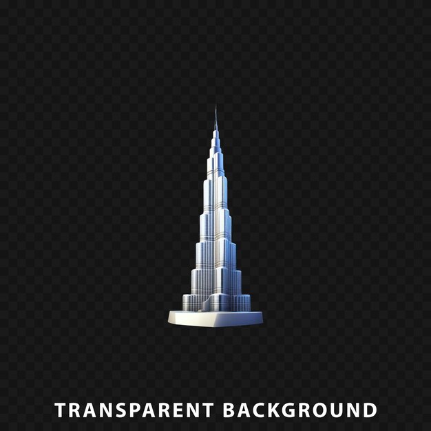 PSD rendering 3d du burj khalifa isolé sur un fond transparent