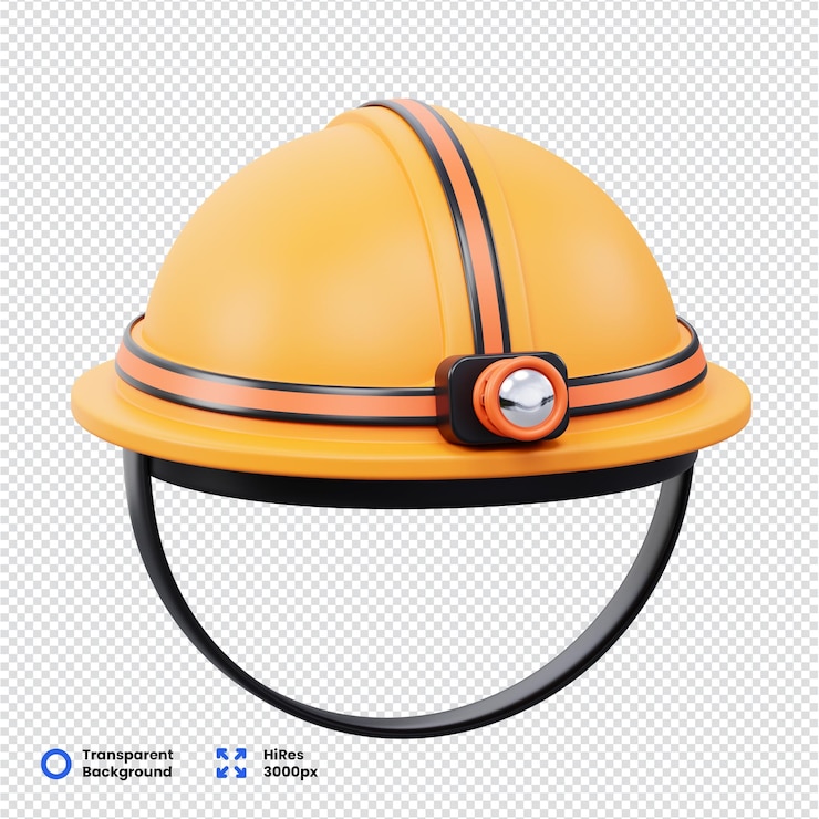 PSD rendering 3d du casque de sécurité avec lumière